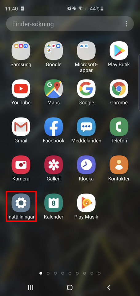 Android, steg 1: Öppna menyn och välj Inställningar 