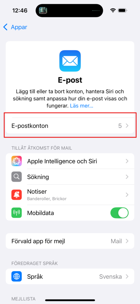 iPhone, steg 3: Välj E-postkonton 